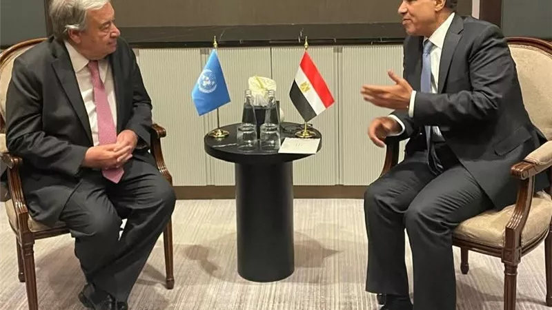 وزير الخارجية يلتقي غوتيريش ويؤكد دعم مصر لوقف إطلاق النار في غزة