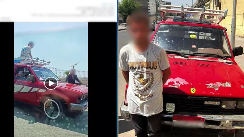 ضبط سائق سار عكس الاتجاه وطمس لوحة سيارته للهروب من التصوير في الخليفة