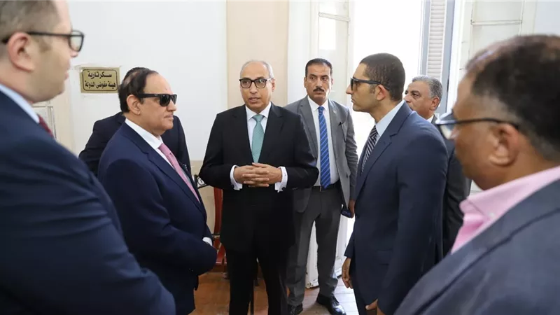 رئيس مجلس الدولة يضع حجر أساس مجمع المحاكم الجديد ببورسعيد