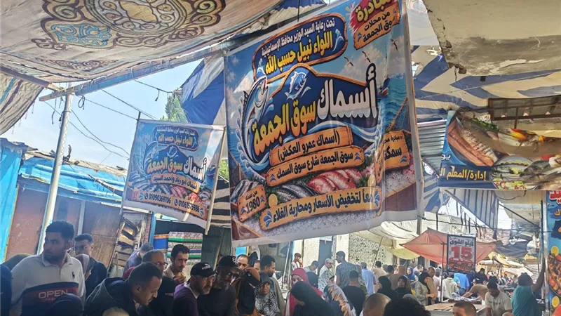 إقبال من مواطني الإسماعيلية على مبادرة بيع الأسماك بأسعار مخفضة بسوق الجمعة