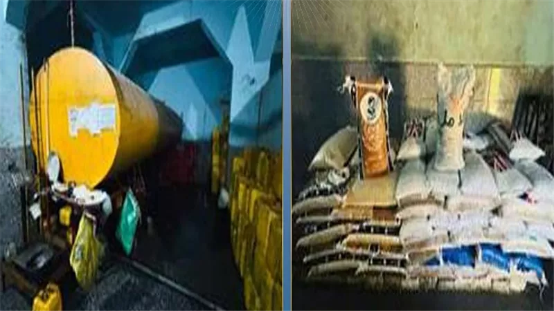 ضبط مصنع غير مرخص لتعبئة زيوت الطعام وبداخله 5.5 طن زيت مجهول المصدر بالعياط