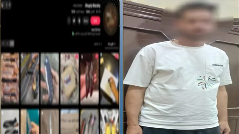 ضبط شخص بالدقهلية أنشأ صفحة لبيع الأسلحة البيضاء للنصب على المواطنين