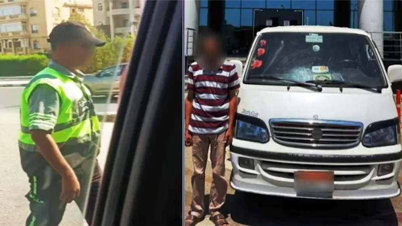 ضبط سائق ميكروباص اعتدى على رجل مرور في أكتوبر