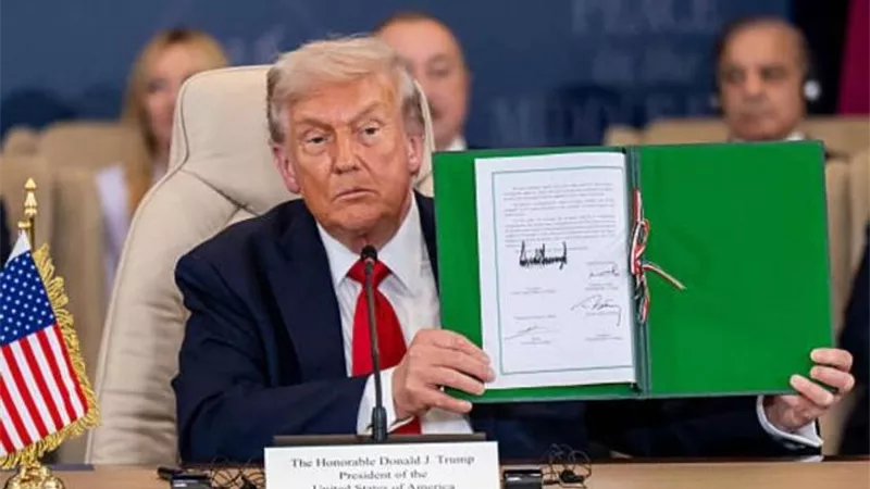 نسعى إلى التسامح والكرامة وتكافؤ الفرص للجميع.. نص إعلان ترامب للسلام الدائم والازدهار