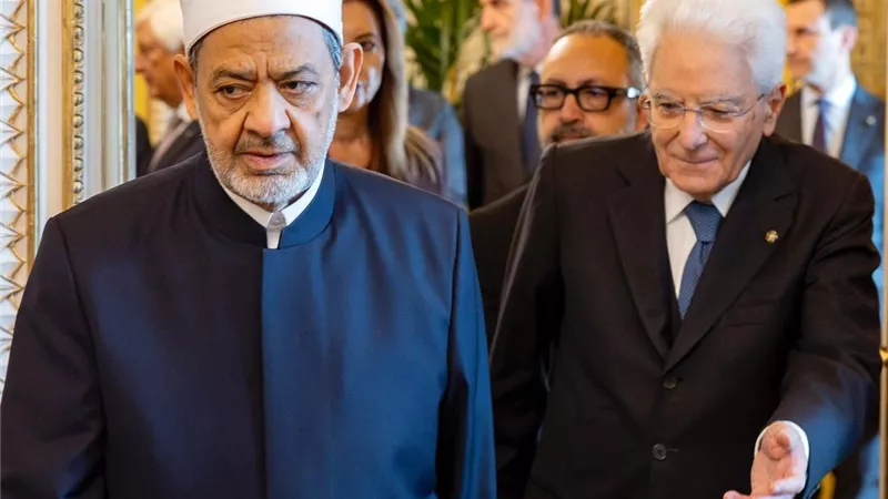شيخ الأزهر للرئيس الإيطالي: ننتظر إعلان إيطاليا الاعتراف بدولة فلسطين
