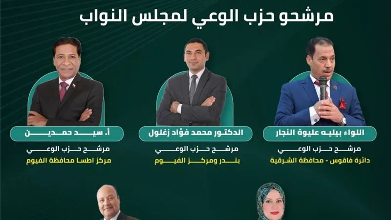 حزب الوعي يعلن قائمة مرشحيه لانتخابات مجلس النواب 2025 بقيادة النائب باسل عادل