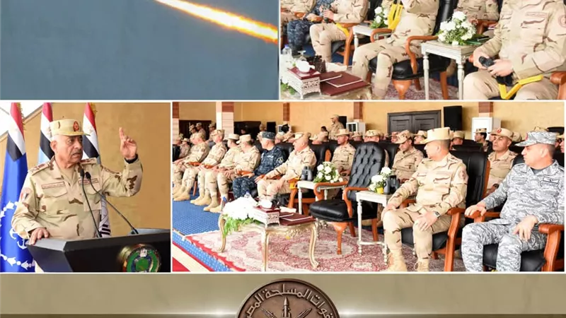 وزير الدفاع يشهد تنفيذ الرماية الصاروخية لقوات الدفاع الجوى
