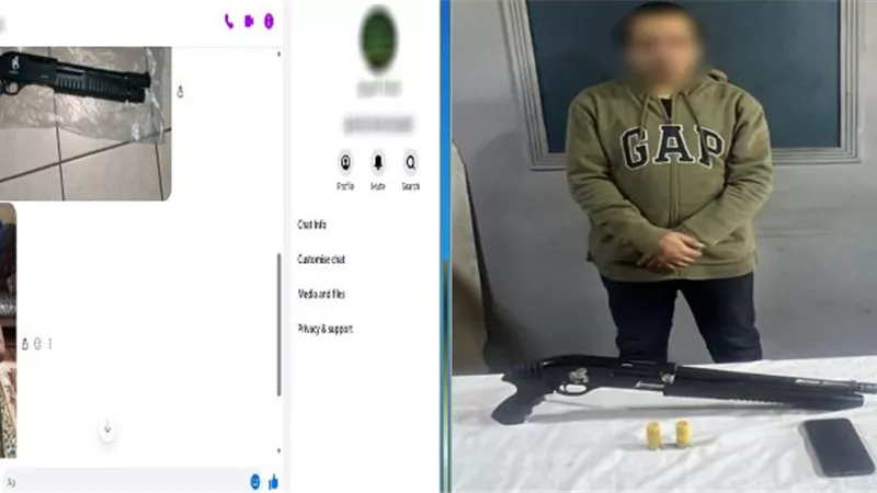 القبض على عامل لعرض بندقية خرطوش للبيع عبر مواقع التواصل بالجيزة 