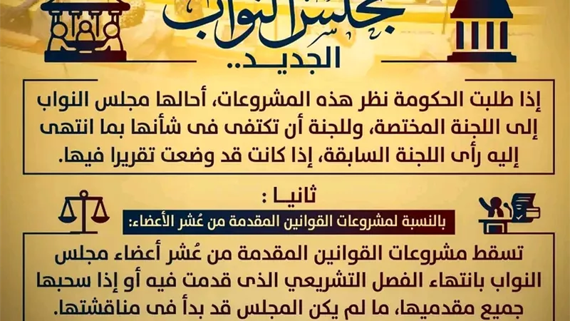 وزارة الشؤون النيابية توضح مصير مشروعات القوانين قبل مجلس النواب الجديد