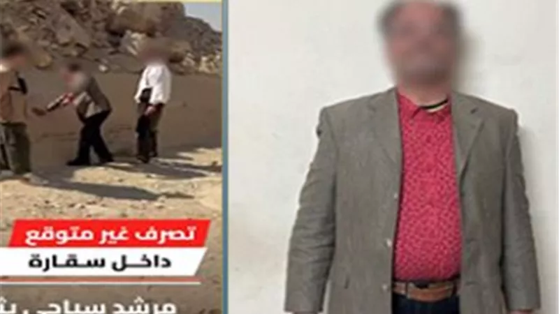 ضبط مرشد سياحي ظهر في فيديو يرسم على جدار أثري بالجيزة
