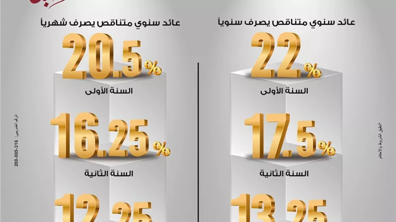 شهادة «ابن مصر» من بنك مصر.. عائد متناقص يصل إلى 22% 