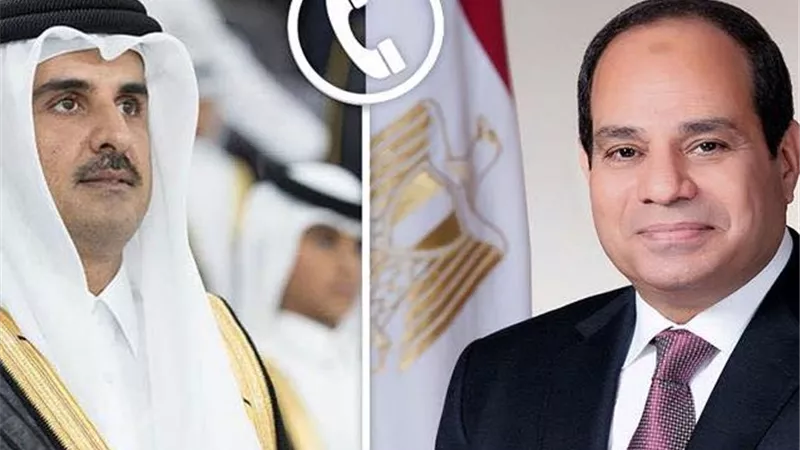 السيسي للشيخ تميم: مصر تقف إلى جانب قطر قيادةً وشعبًا 
