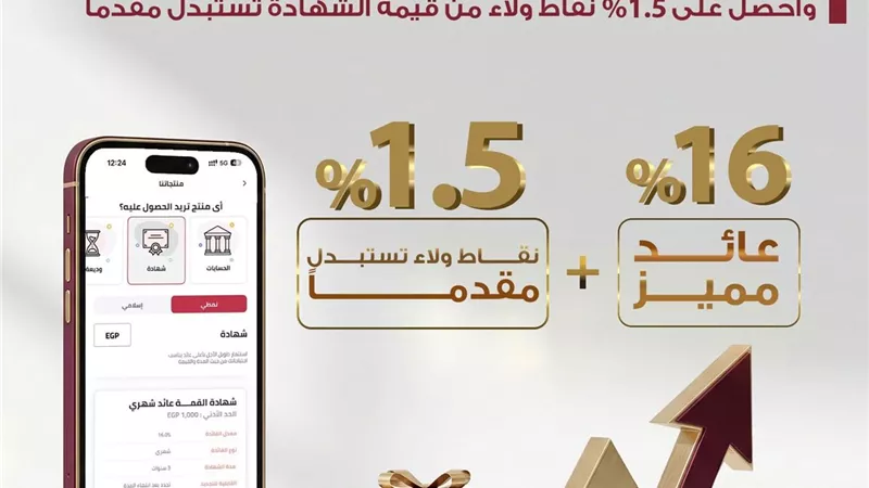 بنك مصر يتيح الحصول على 1.5% من قيمة شهادة القمة الثلاثية للاستبدال بكاش باك