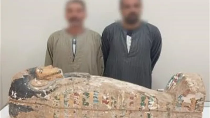 يعود للعصر الروماني.. ضبط تابوت أثري بحوزة شخصين في سوهاج قبل بيعه
