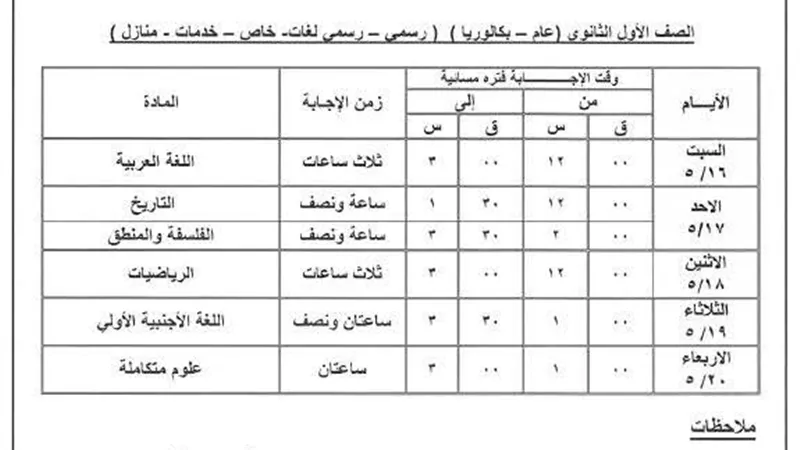 اعتماد جداول امتحانات الفصل الدراسي الثاني بالإسماعيلية لجميع المراحل التعليمية 