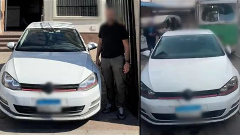 ضبط قائد سيارة لإيقاف المركبة أعلى شريط الترام بالإسكندرية وتعطيل الحركة المرورية