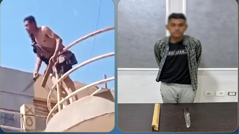 ضبط عاطل ظهر عاري الصدر ملوحًا بسلاح أبيض في الشرقية