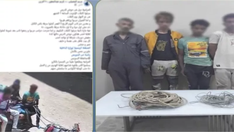 ضبط 3 عاطلين سرقوا أسلاك كهرباء من أمام مسجد بالسويس باستخدام «كارو»