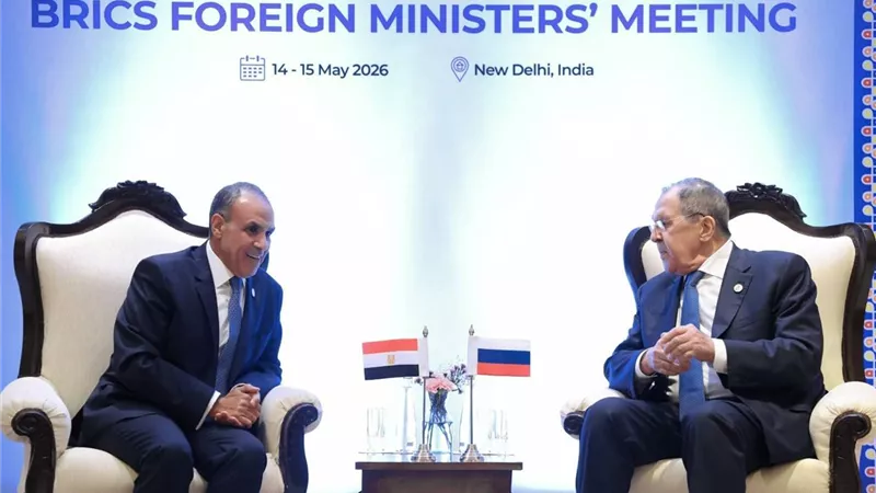 وزير الخارجية يلتقي نظيره الروسي على هامش اجتماع وزراء خارجية البريكس