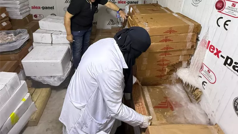 ضبط 325 كجم من لحوم الخنزير المجمدة داخل ثلاجة مخالفة ببورسعيد