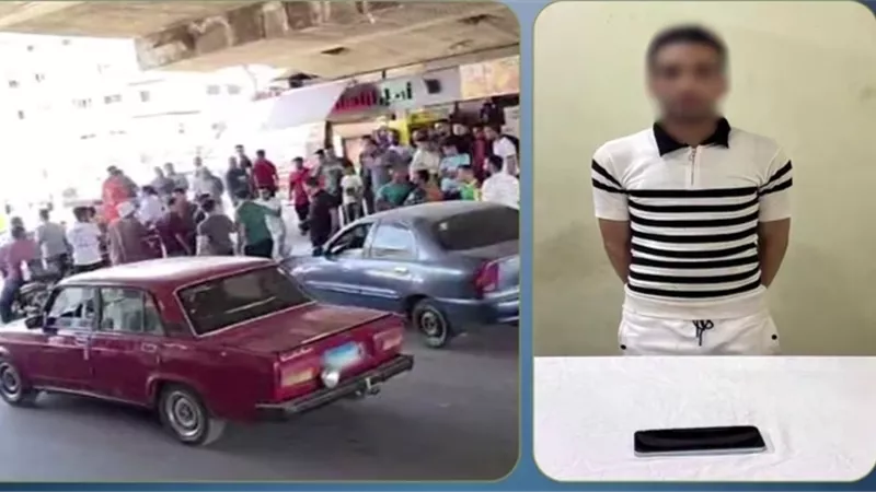 كأنه فيلم أكشن.. عامل يصعد على سيارة ويهاجم سائقها بالبحيرة والأمن يتدخل