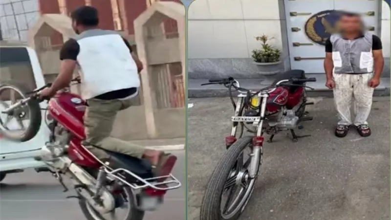 مغامرة على عجلة الموت.. ضبط شاب استعرض بدراجته معرضًا حياة المواطنين للخطر