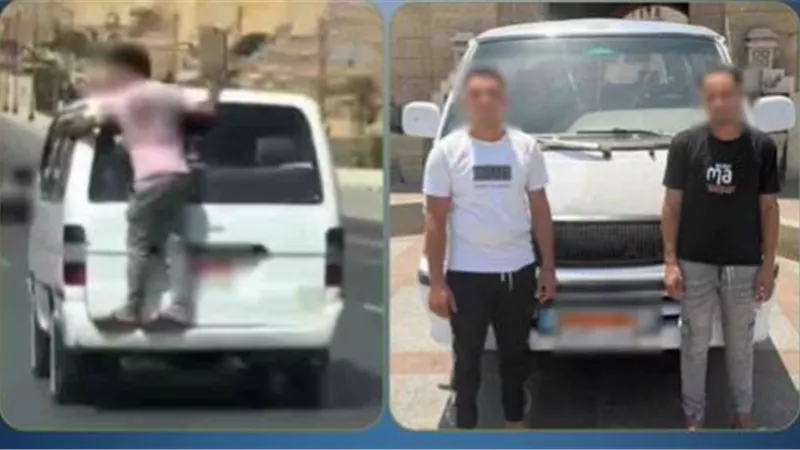 ضبط سائق ميكروباص وراكب بعد ظهوره متعلقًا بباب السيارة الخلفي في القاهرة