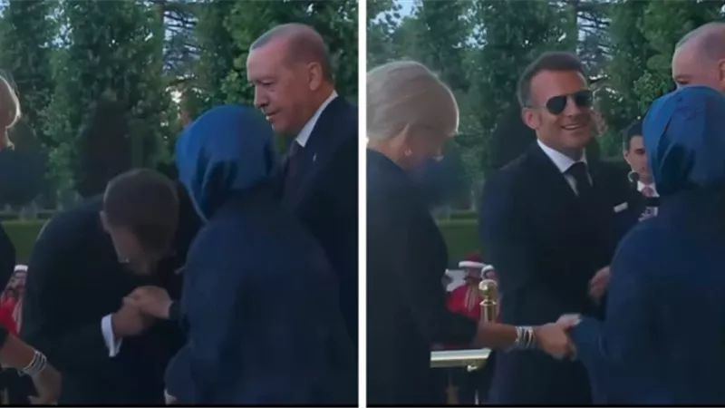 «حاول تقبيل يدها».. ماكرون في موقف محرج أمام زوجة أردوغان |فيديو