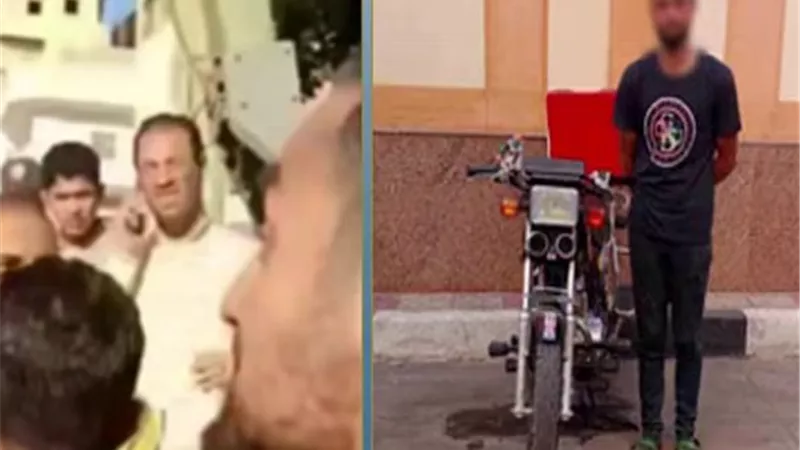 رغم إغلاق المزلقان لمرور قطار.. قائد دراجة يصر على العبور والشرطة تتدخل