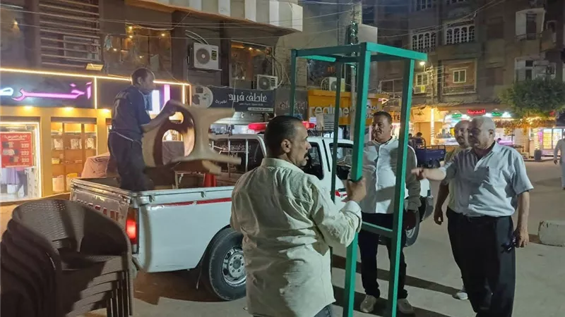 حملات مكبرة لرفع الإشغالات والتعديات بشوارع مراكز ومدن المنيا  