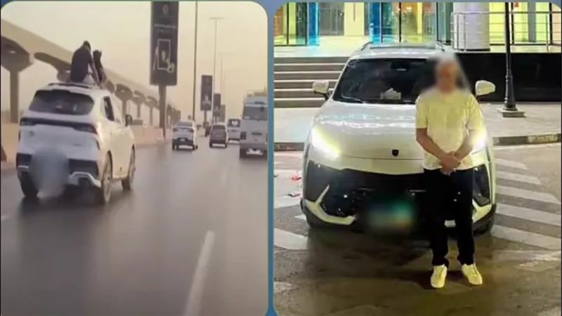 ضبط مالك شركة تسويق عقاري سمح لأطفاله بالخروج من سقف سيارته بأكتوبر
