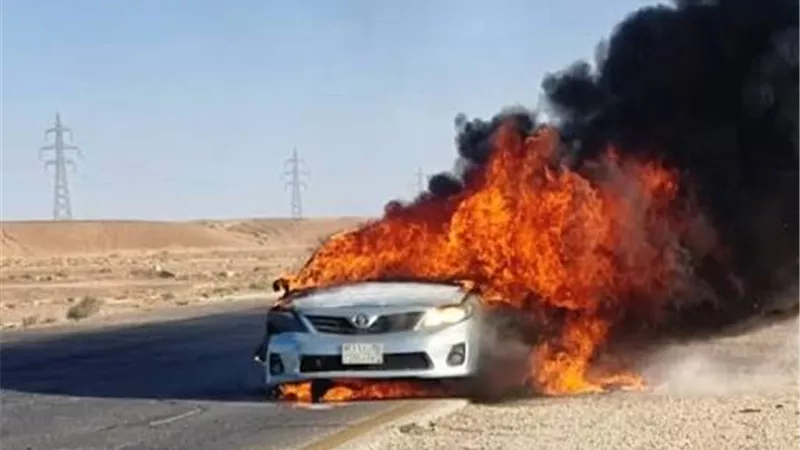 السيطرة على حريق نشب داخل سيارة بالقرب من محطة وقود بأكتوبر 