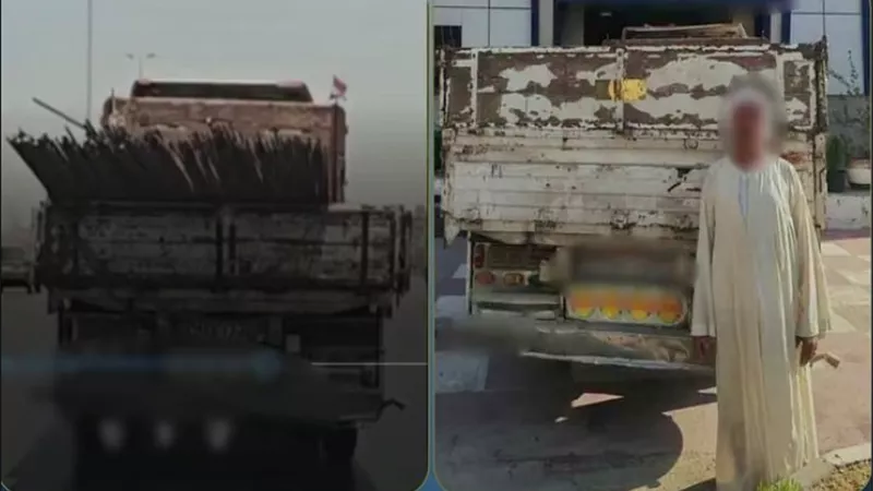 ضبط سائق نقل حمل أسياخ حديدية بشكل مخالف على طريق القاهرة الفيوم