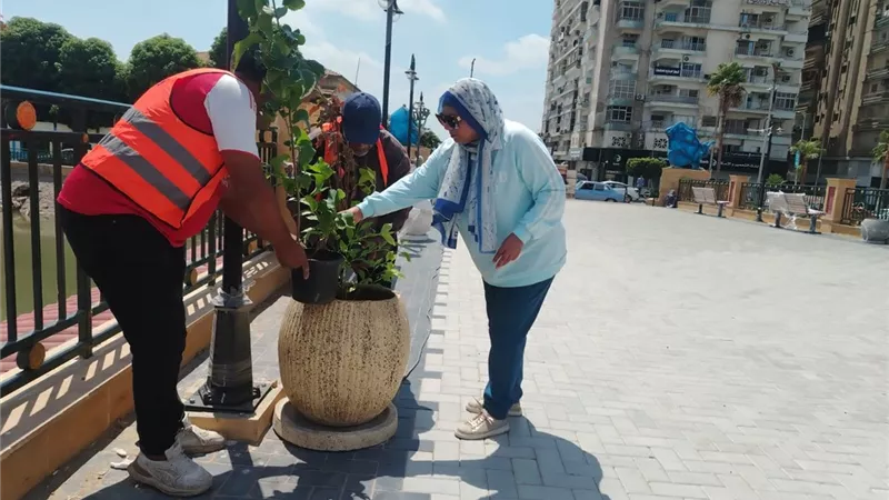 جهاز التجميل بالإسماعيلية يواصل رفع كفاءة وتجميل الحدائق والميادين