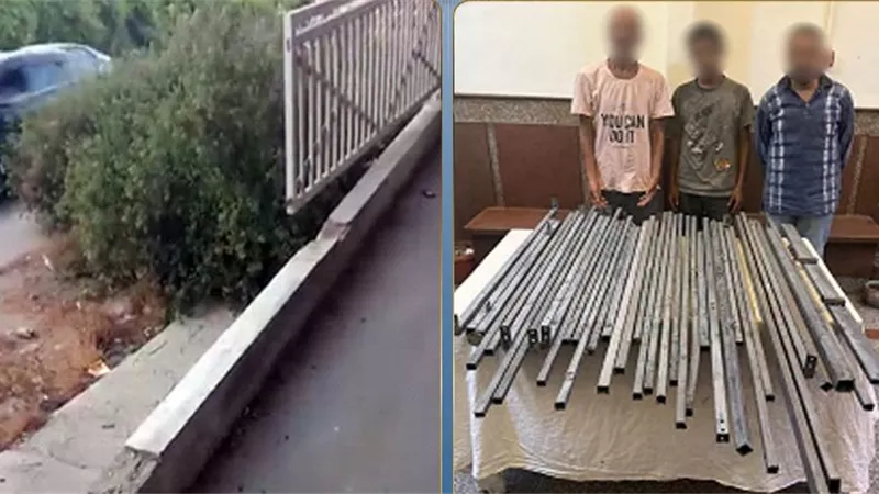 ضبط 3 متهمين لسرقة أجزاء من سور كوبري حديدي بالإسكندرية