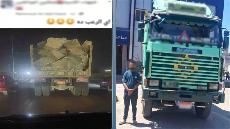 ضبط قائد سيارة نقل بالقاهرة بعد تحميلها حمولة زائدة وتعريض حياة المواطنين للخطر
